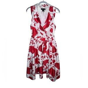 Jessica Howard Red and White Tie Front Midi Dress size 12